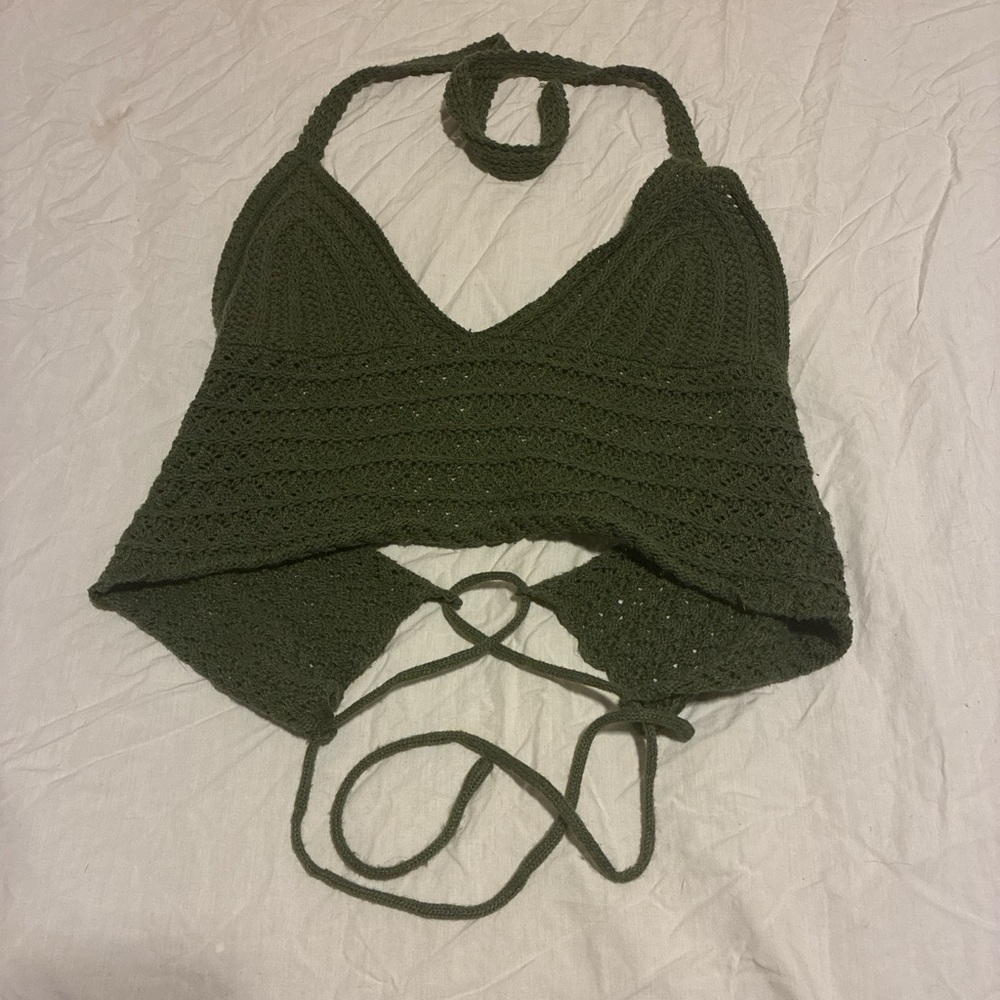 Green Crochet Halter Top